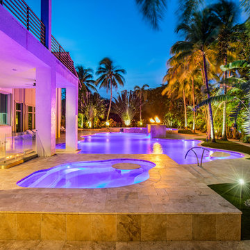Infinity Edge Freeform Backyard Resort-Style Pool in Parkland Florida