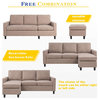 Modern Sectional Sofa, Linen Upholstery & Reversible Chaise Lounge, Light Brown