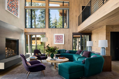Huge mountain style living room photo in San Francisco