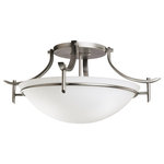 Kichler Lighting - Kichler Lighting Olympia - Three Light Semi-Flush Mount, Antique Pewter Finish - The Olympia Collection brings a modern twist on the classic aesthetic to create a new form the likes of which has not been seen before.  The curvilinear, flowing arms create a clean, contemporary profile for your home.  The Antique Pewter finish combined with Satin-etched white glass presents a natural color palate capable of matching any d�cor.  For a simple approach, the Olympia Collection offers its unique look as an inspirational semi-flush ceiling fixture.  3-light 100-W Max bulbs to light the Satin-etched cased opal glass, creating glowing light with chic sophistication.  Diameter 21"  Height 11 1/2".Olympia Three Light Semi-Flush Mount Antique Pewter *UL Approved: YES *Energy Star Qualified: n/a  *ADA Certified: n/a  *Number of Lights:   *Bulb Included:No *Bulb Type:A19 Medium Base *Finish Type:Antique Pewter