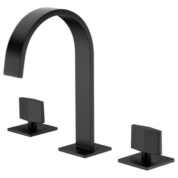 Luxier WSP05-T 2-Handle Widespread Bathroom Faucet with Drain, Matte Black