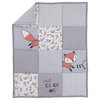 Lil Fox, Gray, Orange, White 3 Piece Nursery Crib Bedding Set