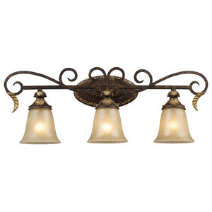 Elk 9322//3 3-Light Vanity in Mocha and Antique Amber Glass