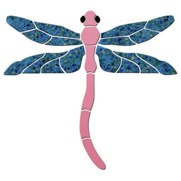 Dragonfly Ceramic Swimming Pool Mosaic - Pink - 8"x7" 8"x7", Pink