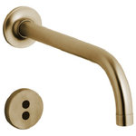 FontanaShowers - Fontana Brushed Gold Wall Mount Commercial Automatic Sensor Faucet - Minimize waste of water, by using this automatic wall mount gold faucet . The Sensor Faucet, an electronically controlled faucets that eliminate the need to touch or turn handles. Insight technology calibrates the sensor to filter false triggers and optimize the faucet's operation. Through the use of sensor beams the automatic faucet determines when an object is in front of it and automatically turns on the faucet. Since there is nothing to touch and nothing to reach for, an automatic faucet eliminates all of that cleaning and disinfecting that you do to try to maintain a hygienic surface. Brushed Gold bathroom sensor faucets are anti-erosion, anti-abrasion and high strength. This is trim set only. It requires valve kit to complete the faucet. Safe Drinking Water Act (SDWA- Low Lead) compliant. On demand on and off. Valve kit is factory set to 30 second max. Continual run cycle if it is turned on continuously.