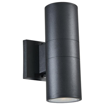 SIMON Transitional LED Textured Black Outdoor and Indoor Wall Sconce 10 Height