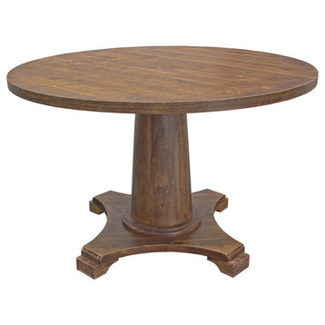 Carey Antique-Style Natural Oak Round Dining Table