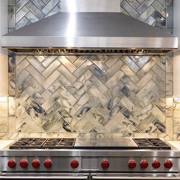 Showplace Chateau Kitchen in White Dove and Cherry Thunder with Ebony glaze