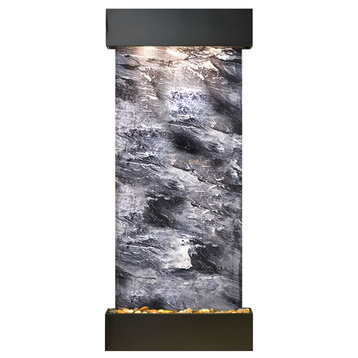Inspiration Falls Water Fountain, Black Spider Marble, Blackened Copper, Square