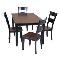 Aden 5-Piece Solid Wood Dining Set, Distressed Light Cherry And Black - Products