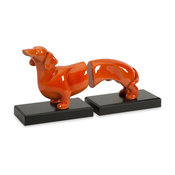 Imax 53068-2 Set of 2 Henry Dog Orange Bookends Decor 14"x3"x7"