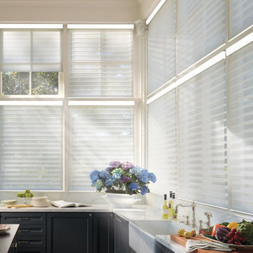 Rustic White Kitchen Custom Shadings by Hunter Douglas