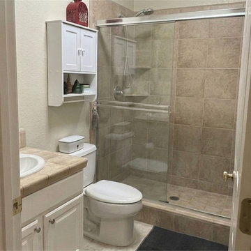 BEFORE: ORIGINAL BATHROOM WITH WALK-IN SHOWER