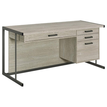 Coaster Loomis 4-drawer Modern Wood Office Desk in Whitewashed Gray