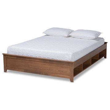 Baxton Studio Anders Full Size Ash Walnut Brown Finished Wood Storage Bed Frame