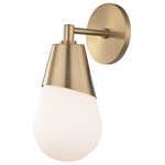 Mitzi by Hudson Valley Lighting - Cora Wall Sconce, Opal Etched Glass, Finish: Aged Brass - We get it. Everyone deserves to enjoy the benefits of good design in their home - and now everyone can. Meet Mitzi. Inspired by the founder of Hudson Valley Lighting's grandmother, a painter and master antique-finder, Mitzi mixes classic with contemporary, sacrificing no quality along the way. Designed with thoughtful simplicity, each fixture embodies form and function in perfect harmony. Less clutter and more creativity, Mitzi is attainable high design.