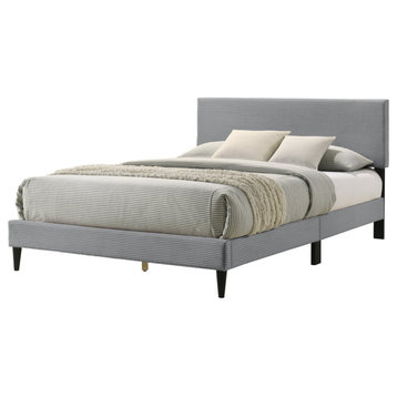 Bayson Towel Wood Frame Queen Platform Bed With Headboard, Towel Gray