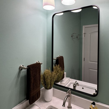 Modern Basement Bathroom with Rift-Cut Oak Vanity