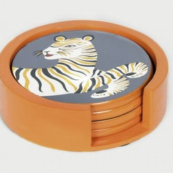 Waylande Gregory Mirrored Tiger Coasters - Coasters