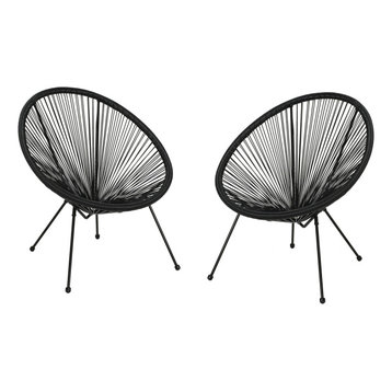 Major Outdoor Hammock Weave Chair With Steel Frame, Set of 2, Black, Black