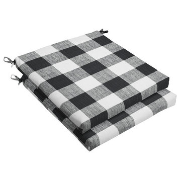 Stewart Black Buffalo Plaid Chair Cushion, Set of 2, 20x20