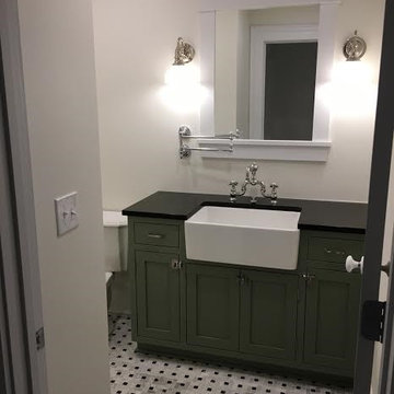 Amish Custom Cabinetry- Cherry Cognac and Maple Custom Green Paint Color