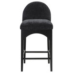 Meridian Furniture - Waldorf Chenille Upholstered Stool, Black, Chenille, Natural Finish, Black, Chenille Fabric, Black Finish - The Waldorf Chenille Fabric Counter stool exudes elegance and comfort. Crafted with solid ash wood, this stool boasts a sturdy and durable construction. The black finished legs provide a sleek and welcoming touch to the overall design. The plush black chenille fabric on the seat and backrest of the stool offers a soft and cozy seating experience, making it an ideal choice for long dinner conversations with family and friends.