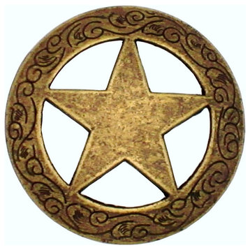 Star Knob With Engraved Edge, Brass