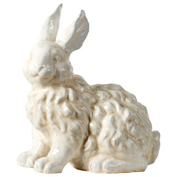 A&B Home White Ceramic Rabbit Bunny Statue 12X8X18"