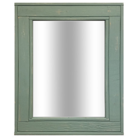 Herringbone Vanity Mirror, Avocado Green, 24"x30", Non-Distressed, Heavy Duty Sa