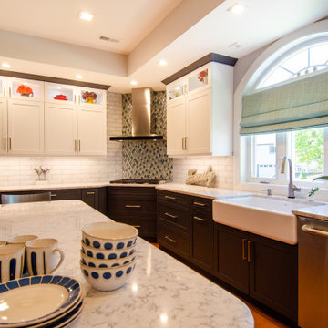 Steel gray and white two toned kitchen Chelmsford MA
