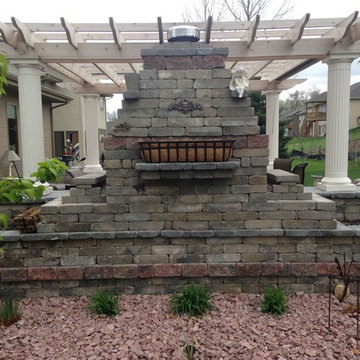 Paver Patio with Fire Place and Pond