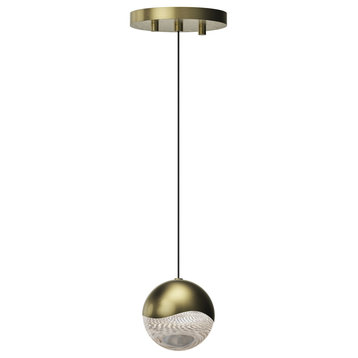 Grapes LED Pendant With Round Canopy, Brass, Large