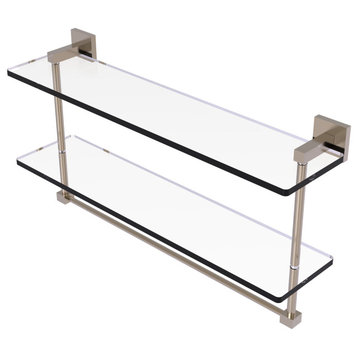 Montero 22" Two Tiered Glass Shelf with Integrated Towel Bar, Antique Pewter