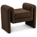 Meridian Furniture - Sloan Velvet Upholstered Bench, Brown, 31.5" Wide - Place this lovely Sloan velvet bench wherever you want a chic and elegant spot to rest a spell and take a load off. Contemporary from top to bottom, this bench comes upholstered in brown velvet material for a luxurious feel against the skin, adding to the comfortable feel of the bench's thickly padded cushion. A backless design gives the bench an uber modern look that's well suited for your entryway, bedroom or elsewhere.