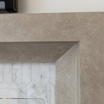 Raleigh NC Living Room Remodel — Marble Fireplace & Custom Built-Ins