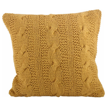 Cable Knit Design Throw Pillow, Saffron