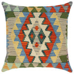 Bareens Designer Rugs - Modern Turkish See Hand Woven Kilim Throw Pillow - Embellish your home with this timeless casual chic handmade Southwestern Kilim throw pillow covers made with and cotton. Constructed on a loom by Nomad Turkman people with hand spun and Natural Vegetable dyes these beautiful Kilim pillow covers are known for their beautiful repetitive geometrical, naturalistic floral and traditional patterns yet still giving it a moden look. Masterfully artisan-crafted on traditional Kilim looms with a contemporary fashion palette producing bold intricate sharp patterns making them a standout piece in any decor.
