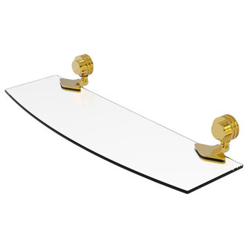 Venus 18" Glass Shelf With Dotted Accents, Polished Brass