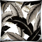 Joita, llc - Palmorina Black Indoor/Outdoor Zippered Pillow Cover Without Insert - PALMORINA (black) modern/contemporary look for the West Indies decor in shades of gray and black with khaki accents on a white background. Constructed with an outdoor rated zipper, thread and fabric. Printed pattern on polyester fabric. To maintain the life of the pillow cover, bring indoors or protect from the elements when not in use. Machine wash on cold, delicate. Lay flat to dry. Do not dry clean. One cover with zipper only - no insert included.