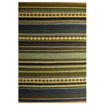 Handwoven Jute Rug, Green and Dark Olive, 6'x9'