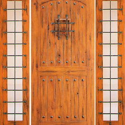 Door with Two Sidelites External Prehung Knotty Alder,, Speakeasy - Front Doors