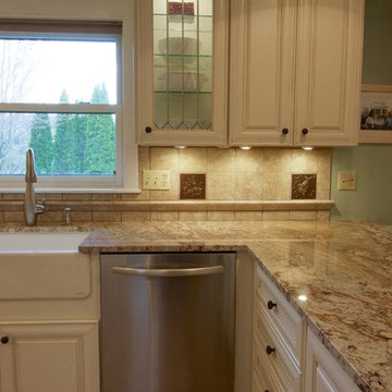 Typhoon Bordeaux granite kitchen, powder, and laundry design