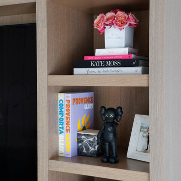 shelf decor with super sized candles