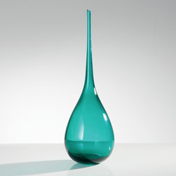 Tira Long Neck Glass Vase Tall - Teal - Vases