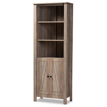Aliza Modern Transitional Rustic Oak Finish Wood 2-Door Bookcase