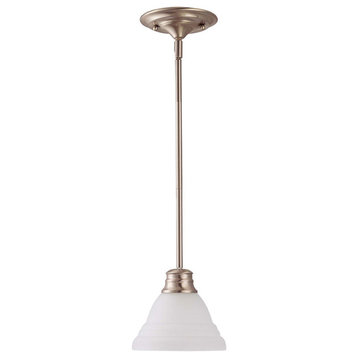 Nuvo Empire 1-Light 7" Mini Pendant W/ Frosted White Glass In Brushed Nickel