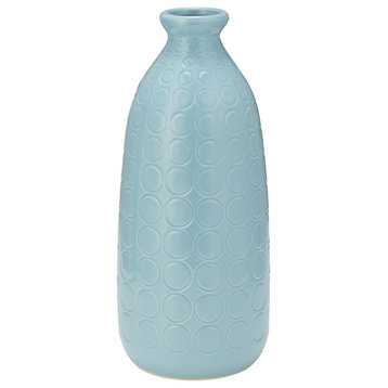 Ceramic 12" Circles Vase, Aqua Haze