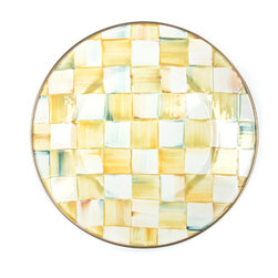 Parchment Check Enamel Dinner Plate | MacKenzie-Childs - Dinner Plates