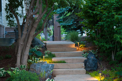 Photo of a traditional stone garden path in Denver.